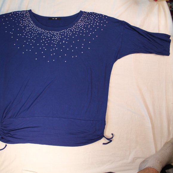 Club star bedazzled shirt blue y2y mxm - Picture 2 of 5